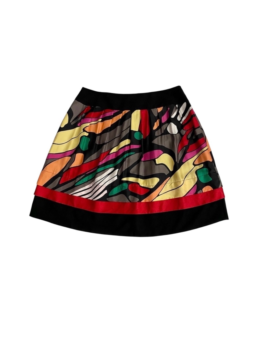 Nygard Collection Silk Multicolor Abstract Print Full Pleated Skirt Size 14
